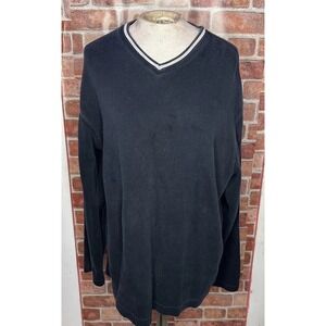 Old Navy XL Long Slv Oversized Hip /Knee Length Sweater Navy Blue W/ White Trim